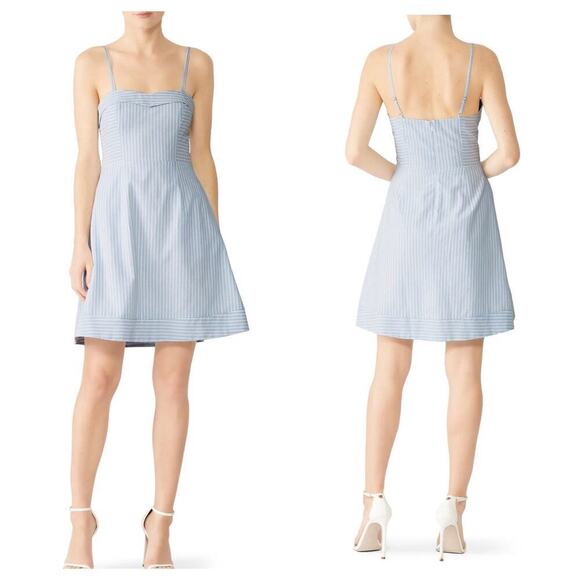 Fame and Partners Dress Sweetheart Mini Stripe Cotton Sundress Blue White 0 - Picture 1 of 12